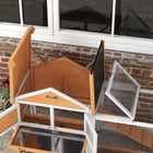 PawHut Wooden Rabbit Hutch with Openable Roof and Storage Box - Yellow-3 lockable doors and two practical roofs 