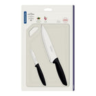 Tramontina Knife/Cutting Board Set - Black Handle - Plenus - 3 Piece Set-Tramontina 3 Pc Knife/Cutting Board Set - Black Handle - Plenus
