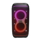 JBL PartyBox Stage 320 - Portable Party Speaker with telescopic handle and sturdy wheels-Party from dusk till dawn with up to 18 hours of play time on a single charge. And if that’s not enough, just swap out the replaceable battery* and keep on dancing. Or if you just need an extra boost, 10 minutes fast charge gets you an extra 2 hours of playtime. 