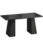 HOMCOM 63" Industrial Computer Desk with Trapezoidal Frame - Black Wood Grain-Boasts a generous 63.0 x 30.7 in tabletop providing ample space for work, dining or meetings