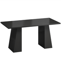 HOMCOM 63" Industrial Computer Desk with Trapezoidal Frame - Black Wood Grain-Boasts a generous 63.0 x 30.7 in tabletop providing ample space for work, dining or meetings