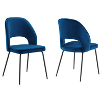Modway Nico Performance Velvet Dining Chair - Black/Navy - 2 Pack-Retro Modern Dining Chairs