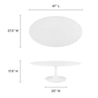 Modway Lippa 48" Oval-Shaped Wood Coffee Table - White-MDF Tabletop