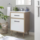 Modway Maverick 24" Bathroom Vanity - White/Oak-Ceramic Sink Basin