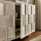 Modway Foundry Woven Design Buffet Storage Cabinet - 71" - White Wash-Cable Management Holes