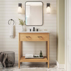 Modway Zaire 30" Bathroom Vanity - Natural/White-Metal Handle Pulls