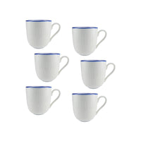 Casa Domani Café Coupe Mug - 370ml - Blue - 6 Pack-Made of Porcelain
