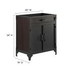 Modway Steamforge 30" Bathroom Vanity Cabinet - Black/Walnut-Pivot Hinges
