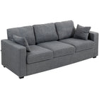 HOMCOM 3 Seater Sofa with Deep Seat - Dark Grey-Wide and deep seat with thick spring-filled seat cushions offers plenty of room to relax in comfort