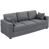 HOMCOM 3 Seater Sofa with Deep Seat - Dark Grey-Wide and deep seat with thick spring-filled seat cushions offers plenty of room to relax in comfort