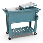 Permasteel 80 qt Furniture Style Patio Cooler with Divider - Teal-Bottom shelf for additional storage 