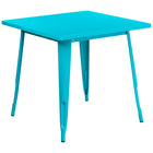 Flash Furniture 31.5" Square Crystal Teal-Blue Metal Indoor-Outdoor Table-Metal Cafe Table