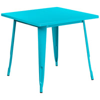 Flash Furniture 31.5" Square Crystal Teal-Blue Metal Indoor-Outdoor Table-Metal Cafe Table