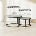 HOMCOM 31" Round Nesting Coffee Table - Grey - 2 Pack-Stackable when not in use for space-saving