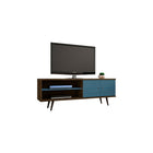 Manhattan Comfort Liberty MDP and MDF 62.99"W TV Stand, Rustic Brown and Aqua Blue (201AMC93)-Free Standing TV Stand for Living Room and Bedroom use.