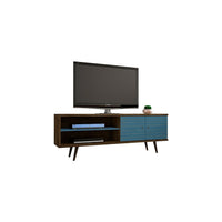 Manhattan Comfort Liberty MDP and MDF 62.99"W TV Stand, Rustic Brown and Aqua Blue (201AMC93)-Free Standing TV Stand for Living Room and Bedroom use.