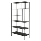 Hudson&Canal Winthrop 72"H Bookcase - Blackened Bronze-Top has weight capacity of 40 lbs, middle shelves can hold 40 lbs, each, lower shelf can hold 50 lbs
