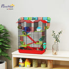 PawHut 23" H 5-Tier Small Animal House with Tunnel Tube System, Exercise Wheel and Water Bottle - Red-Small house on perch provides cozy resting spot 