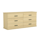 Manhattan Comfort Clifford Traditional 6-Drawer Double Dresser - Natural Oak-Rounded Edges: Soft contours add visual appeal and a smooth, finished look