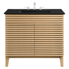 Modway Render 36" Bathroom Vanity - Oak/Black-Ceramic Sink Basin