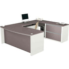 Bestar Connexion Collection 72" Executive Desk, Sandstone & Slate-Deluxe 2.5mm shock-resistant PVC edge banding