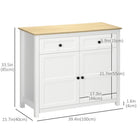 HOMCOM 39.4" L Sideboard Buffet Cabinet - White-Anti-tipping design for extra safety