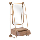 Zuo Peralta Mirror Shelf - Brass/Brown-Mount to wall vertically only