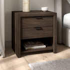 Hudson&Canal Clarice Rectangular Nightstand - 24" W - Brown Oak-Base, top, and drawers are crafted of sturdy MDF with a wood grain finish