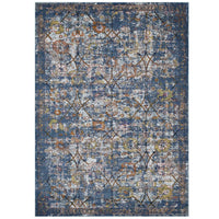 Modway Minu Distressed Floral Lattice Area Rug - 8 ft W x 10 ft L - Blue Grey Yellow/Orange-Distressed Floral Lattice Area Rug
