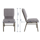Flash Furniture HERCULES Series 18.5"W Church Chair with Book Rack - Gold Vein Frame - Grey Fabric-Book Pouch on Back