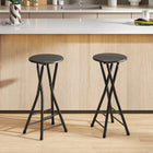 HOMCOM 24" Folding Bar Stools with Footrest - Black - 2 Pack-Made of powder-coated steel tubes and 0.6" (1.5 cm) thick MDF with anti-slip foot pads and a safety pin for enhanced stability
