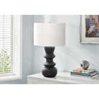 Monarch Specialties 26" H Contemporary Table Lamp - Black Ceramic / Ivory / Cream Shade-Featuring a chic, black ceramic textured finish base paired with an elegant ivory fabric shade, adds a decorative accent for end or side tables, nightstands or bedside tables