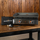 Blackstone 22" Tabletop Griddle Bundle-Rear Grease Management: Push grease and food debris to the back of the griddle for easy cleanup.  