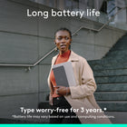 Logitech Keys-To-Go 2 Portable Bluetooth Tablet Keyboard with Built-in Cover - Graphite-3 Years of Battery Life: Long battery autonomy for up to 3 years so you can type worry-free, the Keys-To-Go 2 portable wireless keyboard comes pre-installed with included coin cell batteries