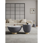 Manhattan Comfort Anderson Modern Leatherette Upholstered Coffee Table and End Tables - Grey - Set of 3-Coffee Table and End Table Feature Beautiful Ceramic Marble Table Top