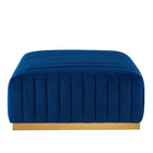 Modway Conjure Channel Tufted Performance Velvet Ottoman - Gold/Navy-Performance Velvet Upholstery