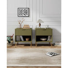 Manhattan Comfort DUMBO 20.07" Modern 1-Drawer Nightstand 2-Piece Set - Olive Green-Includes 1 Full Extension Drawer with Top Drawer Designed in Vertical Textured Ribbed Lines