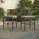 Modway Eleni Outdoor Teak Wood Counter Stools 2-Piece Set - Weathered Grey/Pebble-Removable Cushions
