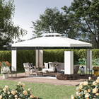 Outsunny 10 ft W x 13 ft L Outdoor Gazebo - Double Roof Patio Gazebo Canopy - White-2-tier vented rooftop reduce heat and wind