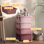 Qaba 4 Tier Kids Toy Organizer with 4 Plastic Storage Bins - Pink-Compact for easy fit, and spacious inside 4.2 gallon (16 L) drawers 