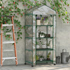 Outsunny 27" x 20" x 65" Portable Greenhouse with 4 Tier Shelves and Wheels - Clear- Great for gardening enthusiasts, hobbyists, and plant lovers
 