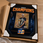 Frameworth New York Knicks 2026 Champions: OG Anunoby Trophy PhotoGlass Framed Photo - 18" W x 22" H - Black-6