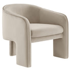 Modway Greer Performance Velvet Upholstered Accent Armchair - Almond-Performance Velvet Fabric