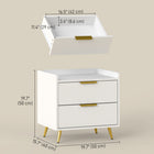 HOMCOM Bedside Table with Gold Metal Legs for Bedroom - White-Foot pads gently protect floor from light marks and scratches