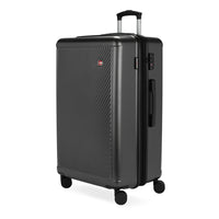 Swiss Gear Hardside Spinner 28" Checked Luggage - Dark Grey-Retractable, telescopic handle with easy thumb activation of push-button lock
