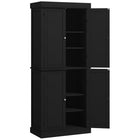 HOMCOM 72.5" H Freestanding 4-Door Kitchen Pantry Cabinet with Shelves - Black-6-tier shelf offers enough room for keeping cookware, dishes, appliances, and dry goods 
