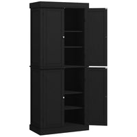 HOMCOM 72.5" H Freestanding 4-Door Kitchen Pantry Cabinet with Shelves - Black-6-tier shelf offers enough room for keeping cookware, dishes, appliances, and dry goods 