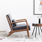Ebello Hertford 26" Wide Mid Century Upholstered Solid Wood Accent Chair with an Extra Pillow - Grey-6
