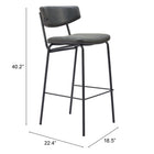 Zuo Charon Barstool - Vintage Black - Set of 2-3 year limited warranty