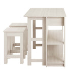 Modway Meadowbrook 3-Piece Kitchen Island and Stool Set - White Maple-8